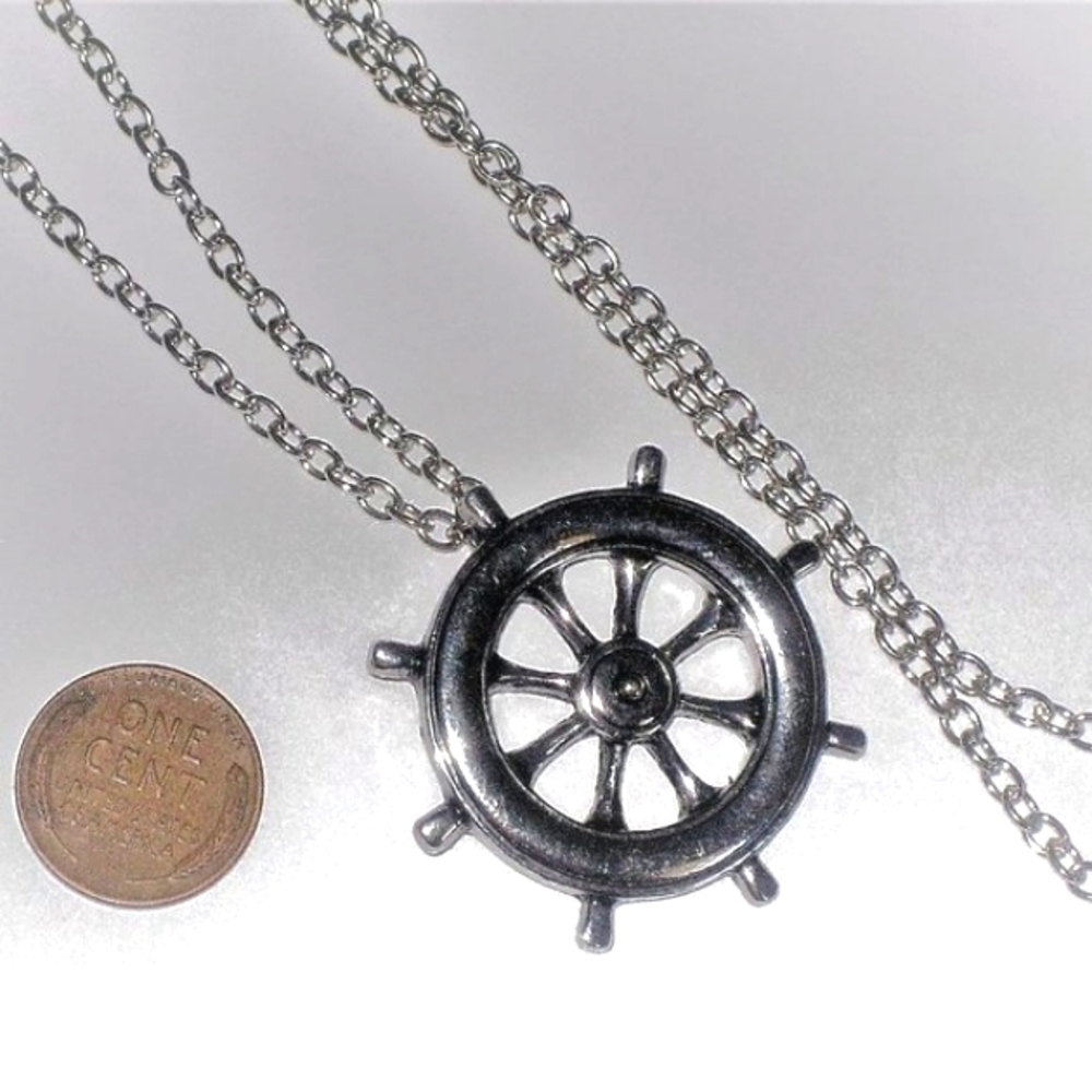 Nautical Ship's Wheel Vintage Pendant